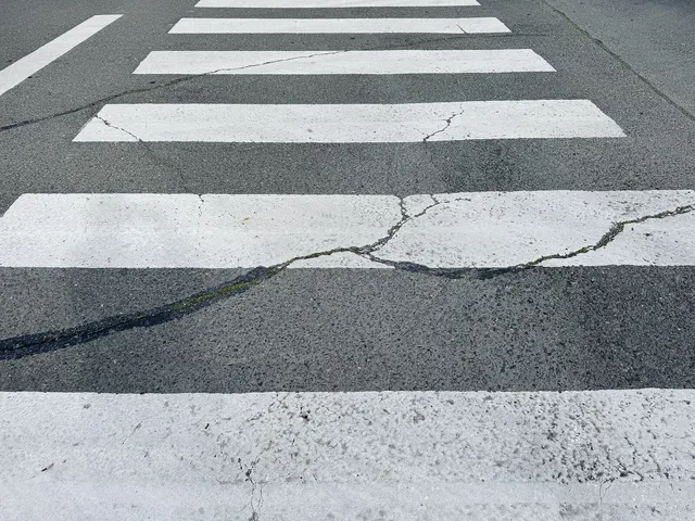A painted pedestrian crosswalk