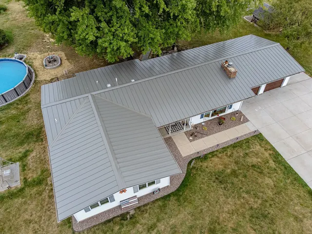 A metal house roof seen from above