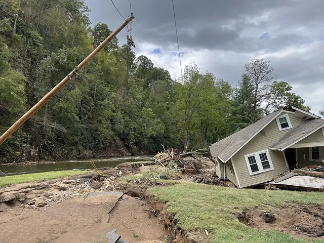 A house knocked off its foundation after a storm